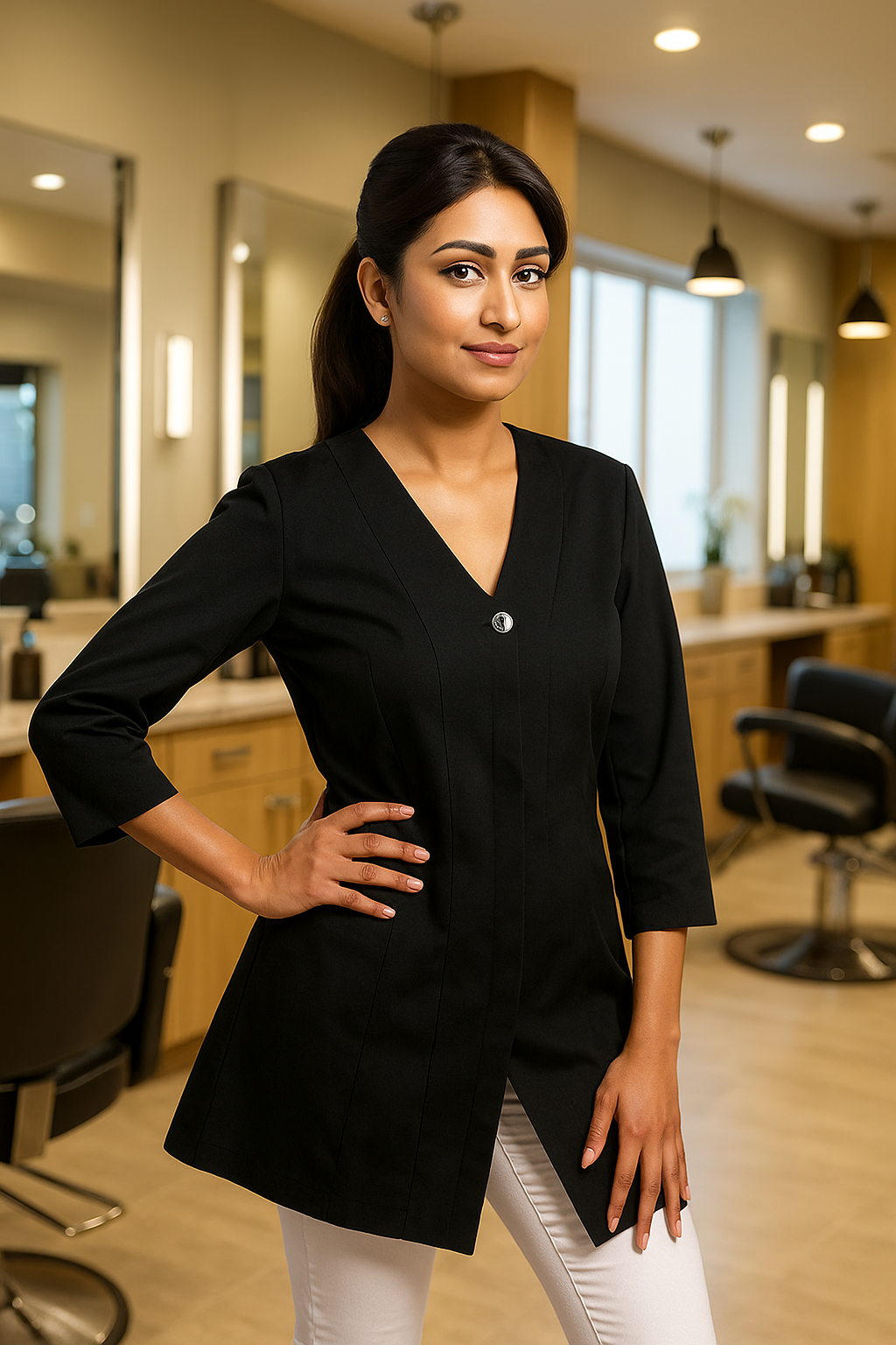 Three-Quarter 3/4 Sleeves Mid-length Dress #309 (6570284384442)