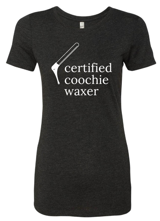 Blue Scoop Neck T-shirt - "certified coochie waxer" (White Font) (7517858332858) (7864104878266)